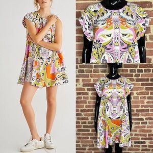 NWOT Free People Strawberry Fields Mini Dress in Alabaster Combo Size XS